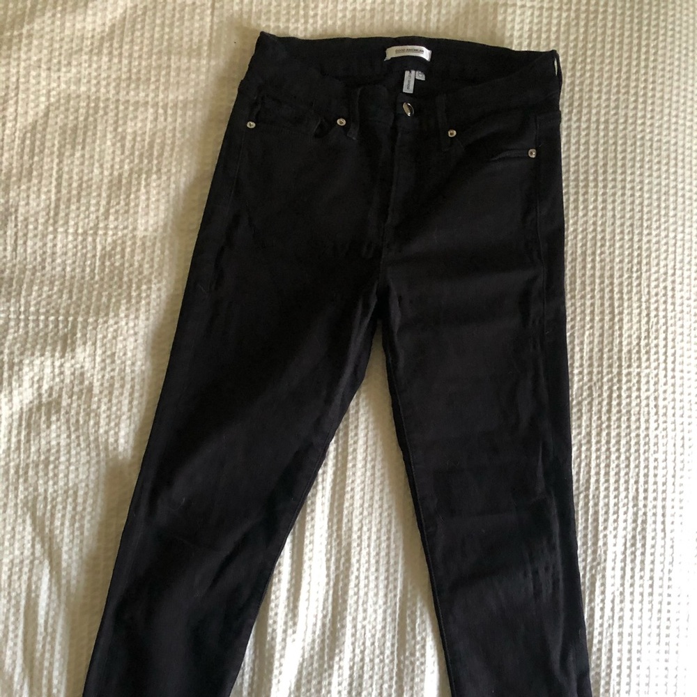 Black Good American Fray Hem Jeans Good Legs